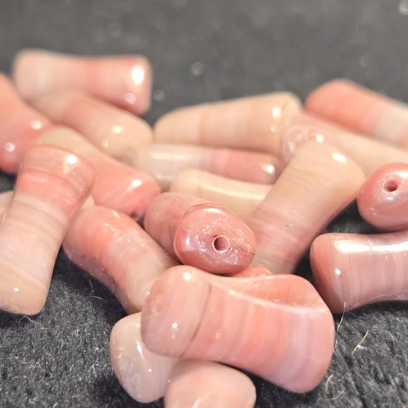 Pink And Cream Tube Shaped Beads - Picture 5 of 5